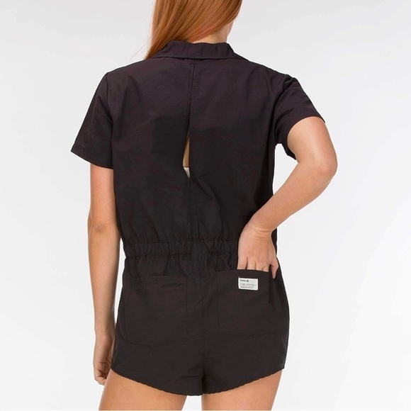 HURLEY Coastal Solid Short Sleeve Romper Oil Gray Black Pull On Size Small - Picture 2 of 16